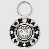 Silver en Black Poker Chip Design - Personaliseer Sleutelhanger (Achterkant)