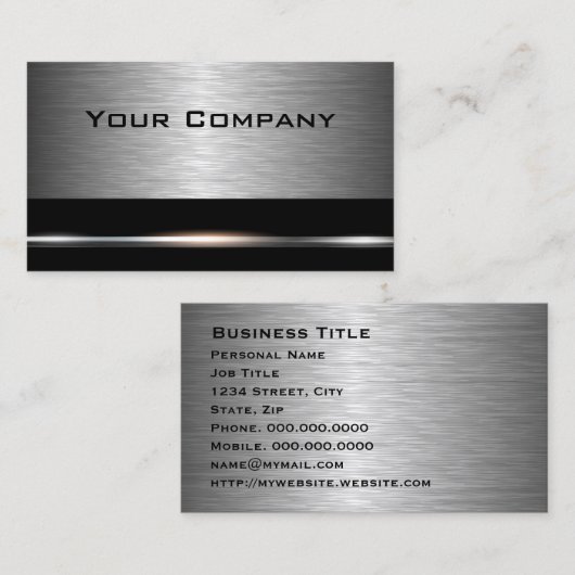 Silver en Black Professional Business Visitekaartje (Voorkant / Achterkant)