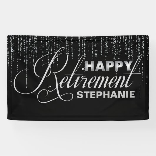 Silver- en Black Retirement Party Spandoek (Horizontaal)