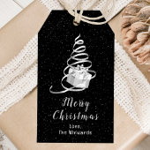 Silver en Black Ribbon Gift Merry Kerstmis Cadeaulabel
