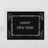 Silver en Black Roaring 20s Style Happy Nieuwjaar Briefkaart (Voorkant / Achterkant)
