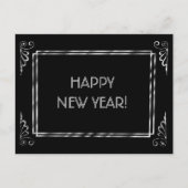 Silver en Black Roaring 20s Style Happy Nieuwjaar Briefkaart (Voorkant)