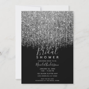 Silver- en Black Sparkly Glitter Vrijgezellenfeest Kaart