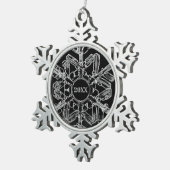 Silver en Black Year of Monogram Tin Sneeuwvlok Ornament (Rechts)