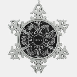 Silver en Black Year of Monogram Tin Sneeuwvlok Ornament
