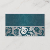 Silver en Blauwgroen Damask II Place Cards Plaatskaartje (Achterkant)