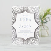 Silver en blue Art Deco Invite Kaart (Staand voorkant)