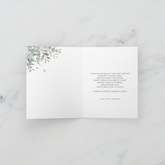 Silver en Blue Balloon Baby shower Dank u Bedankkaart (Binnen)