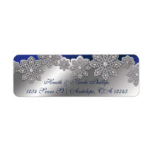 Silver- en Blue Crystal Snowflake Winter Labels