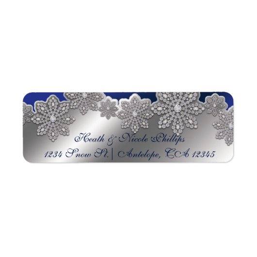 Silver- en Blue Crystal Snowflake Winter Labels (Voorkant)