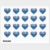 Silver en Blue Damask Heart Shaped Sticker (Vel)