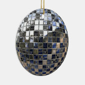 Silver en Blue Disco Ball Mirror Ornament (Rechts)