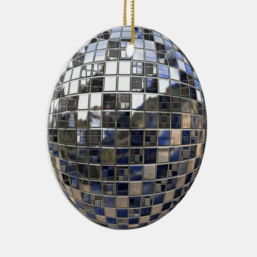 Silver en Blue Disco Ball Mirror Ornament (Rechts)