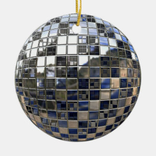 Silver en Blue Disco Ball Mirror Ornament