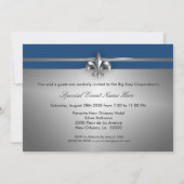 Silver en Blue Fleur de Lis Event Kaart (Achterkant)