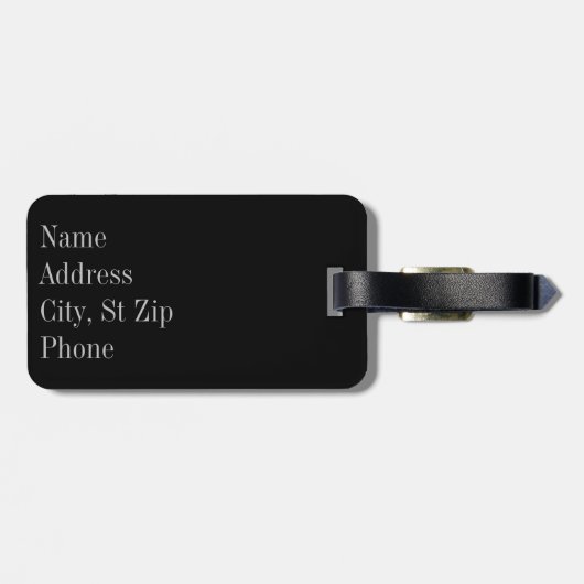 Silver en Blue Leopard Animal Print | Monogram Bagagelabel (Achterkant horizontaal)