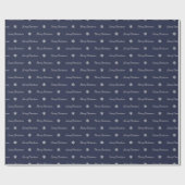 Silver- en Blue-Merry-kerstakelpapier Cadeaupapier (Vlak)