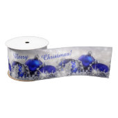 Silver en Blue Merry-kerstsatin-lint Satijnen Lint (Spoel)
