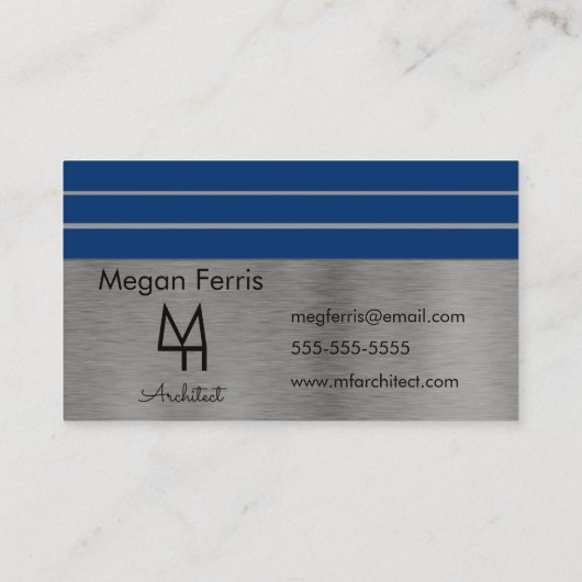 Silver- en Blue-minimalistisch Visitekaartje (Achterkant)