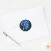 Silver en Blue Monogram G Envelope Seal Ronde Sticker (Envelop)