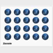 Silver en Blue Monogram I Envelope Seal Ronde Sticker (Vel)