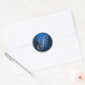 Silver en Blue Monogram S Envelope Seal Ronde Sticker (Envelop)