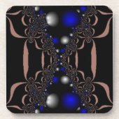 Silver en Blue Orbs op zwart Drankjes Onderzetter (Voorkant)