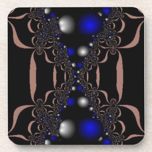 Silver en Blue Orbs op zwart Drankjes Onderzetter (Voorkant)