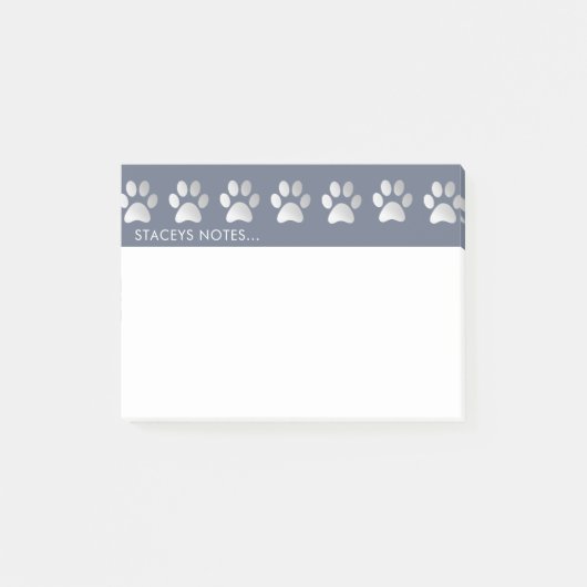 Silver- en Blue Paw-afdrukken Post-it® Notes (Voorkant)