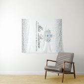 Silver en Blue Quinceanera Photo Booth Wandkleed (In Situ (horizontaal))