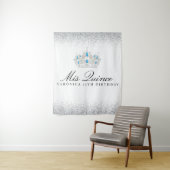 Silver en Blue Quinceanera Photo Booth Wandkleed (In situ)