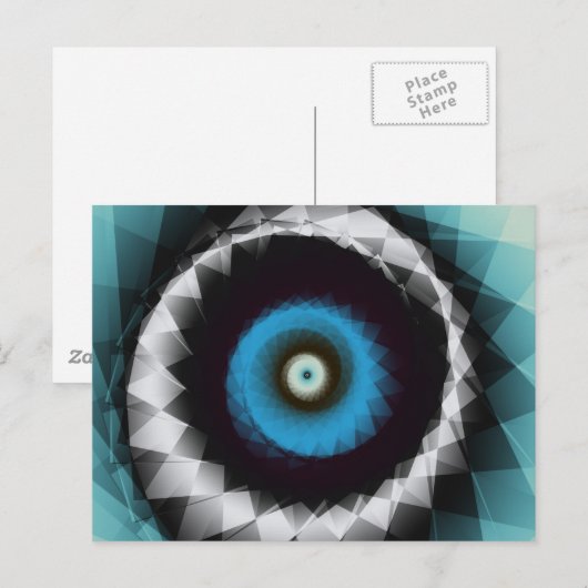 Silver en Blue Trippy Psychedelic Fractal Briefkaart (Voorkant / Achterkant)