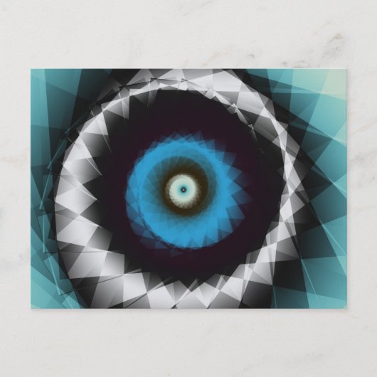 Silver en Blue Trippy Psychedelic Fractal Briefkaart (Voorkant)