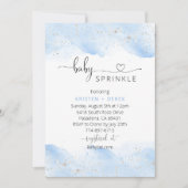 Silver en Blue Waterverf Baby shower Sprinkle Kaart (Voorkant)