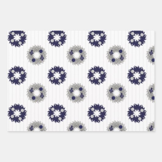 Silver- en Blue-Waterverf bomen en siervoorwerpen Inpakpapier Vel (Voorkant 2)