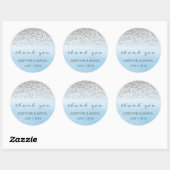 Silver en Blue Wedding Dank u Stickers (Vel)