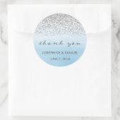 Silver en Blue Wedding Dank u Stickers (Tas)