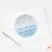 Silver en Blue Wedding Dank u Stickers (Envelop)