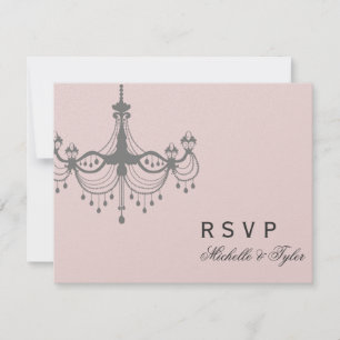 Silver- en Blush-Chandelier RSVP-kaart RSVP Kaartje