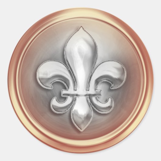 Silver en Blush Fleur de Lis Embossed Kijk Ronde Sticker (Voorkant)