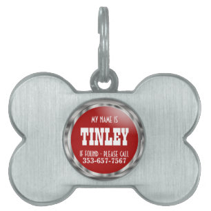 Silver en Deep Red   DIY-naam Huisdieren Naamplaatje