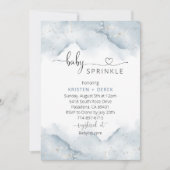 Silver en Dusty Blue Waterverf Baby Sprinkle Kaart (Voorkant)