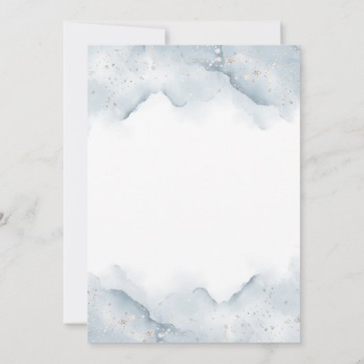 Silver en Dusty Blue Waterverf Baby Sprinkle Kaart (Achterkant)