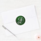 Silver en Emerald Monogram D Envelope Seal Ronde Sticker (Envelop)