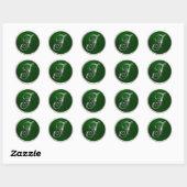 Silver en Emerald Monogram J Envelope Seal Ronde Sticker (Vel)