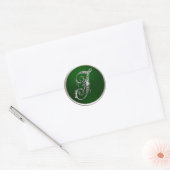 Silver en Emerald Monogram J Envelope Seal Ronde Sticker (Envelop)