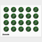 Silver en Emerald Monogram N Envelope Seal Ronde Sticker (Vel)