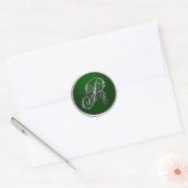 Silver en Emerald Monogram R Envelope Seal Ronde Sticker (Envelop)