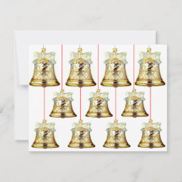 Silver en Gold Bells kerstkaart Notitiekaartje