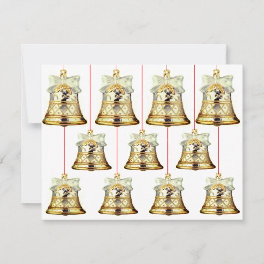 Silver en Gold Bells kerstkaart Notitiekaartje (Voorkant)